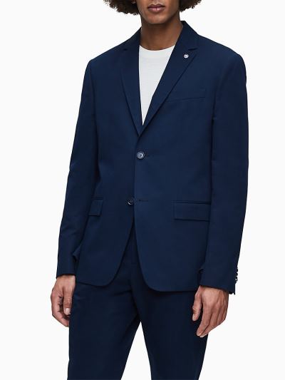 Calvin Klein Ruhák HU056184 | Calvin Klein Cotton Linen Férfi Blézer Sötétkék